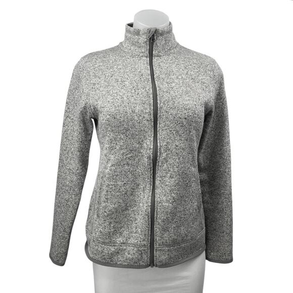Eddie Bauer Women's Gray Long Sleeve Turtleneck Fleece Full Zip Sweater Top S - Picture 1 of 4